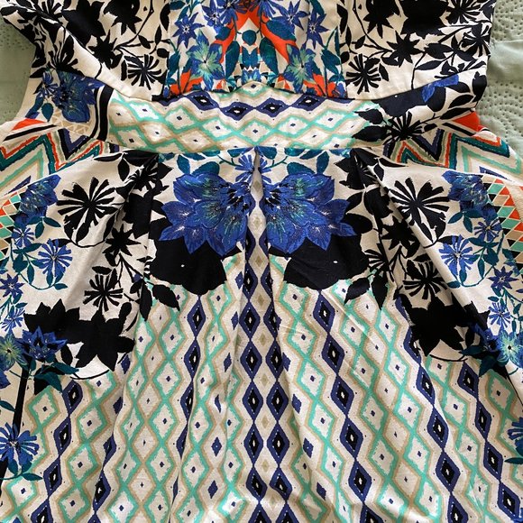 BAILEY BLUE PRINT DRESS SIZE MEDIUM - Picture 4 of 5